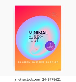 Neon Poster. Trendy Art For Invitation. Minimal Pattern For Magazine Template. House And Concert Concept. Indie Techno Fest. Pink And Blue Neon Poster