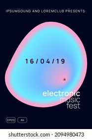 Neon Poster. Trendy Dance Fest. Electronic And Show Vector. Dynamic Background For Set Concept. Jazz Glitch For Presentation. Pink And Blue Neon Poster