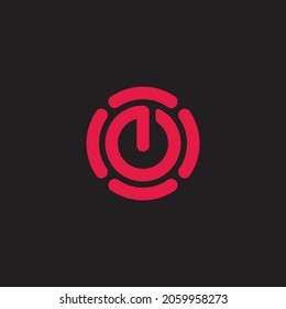 botón de energía neón diseño plano vector de logotipo geométrico