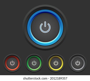 neon power buttons in 5 color