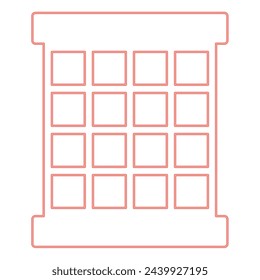 Neon prisoner window grid grate prison jail concept red color vector illustration image flat style