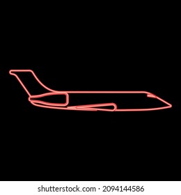 Neon private airplane red color vector illustration image flat style light