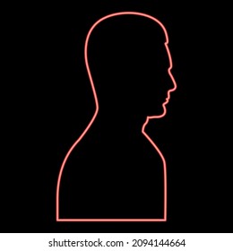 Neon profile side view portrait red color vector illustration image flat style light