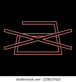 No está permitido el planchado de neón No se permiten símbolos de cuidado de ropa Concepto de lavado Señal de lavado color rojo ilustración vectorial estilo plano luz