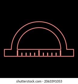 Neon protractor red color vector illustration flat style light image