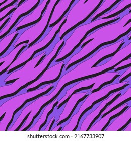 Neon psychedelic zebra print. Vintage vector seamless pattern. 70s, 80s, 90s colorful retro background.