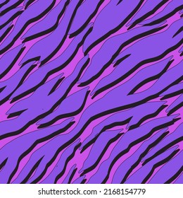 Neon Psychedelic Zebra Print. Vintage Vector Seamless Pattern. 70s, 80s, 90s Colorful Retro Background.