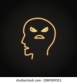 Neon psychosis icon in line style. Mental illness symbol. Vector illustration.