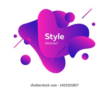 Neon purple abstract graphic elements. Dynamical colored form and line. Abstract banner with irregular shapes. Template for logo, flyer, presentation design. Vector illustration