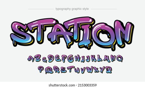 neon purple and blue dripping modern graffiti style isolated letters