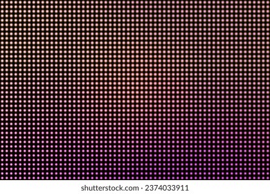 Los círculos de neón morado sobre un fondo negro como pared de pantalla LED digital. Simulación de un videoball. Ilustración vectorial con malla gradiente y efecto superpuesto. Patrón sin foco.