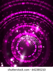 Neon-violette Kreise, Vektorgrafik-abstrakter Muster-Hintergrund