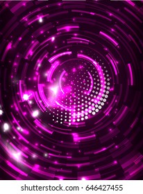 Neon purple circles vector abstract pattern background