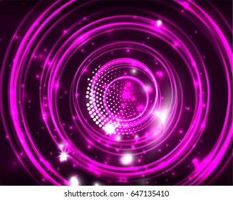Neon purple circles vector abstract pattern background
