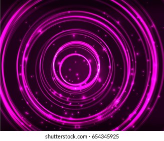 Neon purple circles vector abstract pattern background