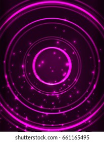 Neon círculos púrpura vector fondo de patrón abstracto