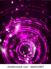 Neon purple circles vector abstract pattern background