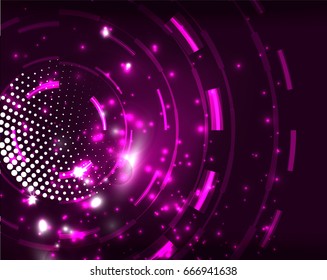 Neon purple circles vector abstract pattern background