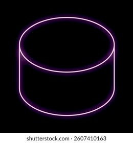 Neon purple cylinder glowing on a black background, perfect for technology or abstract concepts
