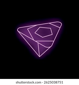 Neon purple diamond is glowing on a black background