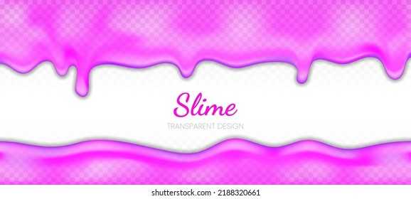 Neon Purple Drip Oozing Slime Backdrop. Flowing Green Sticky Liquid. Molten Paint Drips And Flows. Vector Illustration With Toxic Drop On Horizontal Border Background For Web Site Banner.