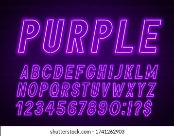 Neon Purple Font, Light Alphabet With Numbers.