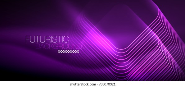 Neon purple glowing techno lines, hi-tech futuristic abstract background template with square shapes