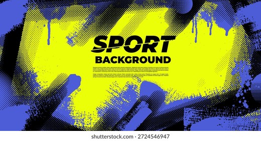 Neon purple and green gradient pattern with grunge texture. Modern pop art dots background in comic sport style. Vector design for poster, banner, street graphics, urban layout, dynamic modern visuals