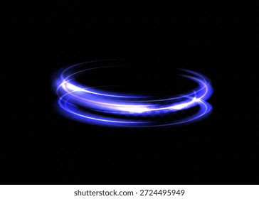 Anillo de luz púrpura neón con senderos brillantes suaves que forman un efecto de movimiento circular. Remolino de energía futurista aislado en un fondo oscuro. Ideal para tecnología visual, conceptos de ciencia ficción.