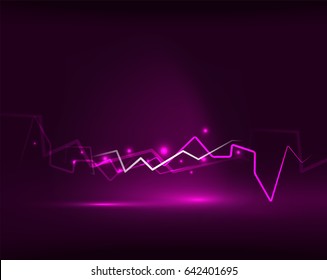 Neon purple lightning vector background template
