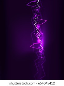 Neon purple lightning vector background template