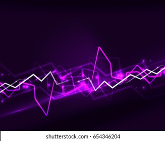 Neon purple lightning vector background template