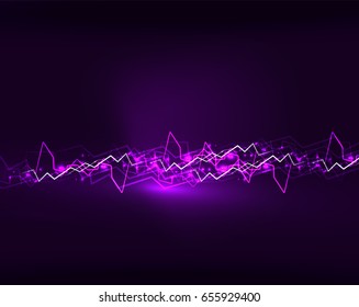 Neon purple lightning vector background template