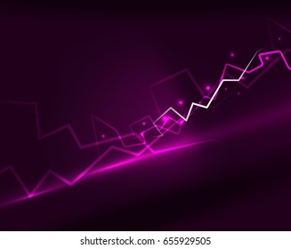 Neon purple lightning vector background template