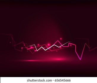 Neon purple lightning vector background template