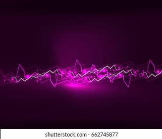 Neon purple lightning vector background template