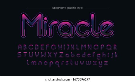 Neon Purple Rounded Typography Artistc Text Effect