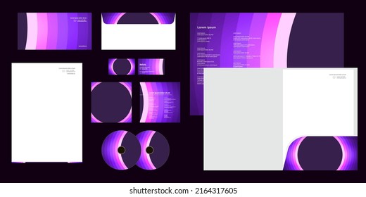 Neon Purple Solar Eclipse Gradient Color Corporate Business Identity Stationery