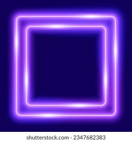 Marco cuadrado morado neón, fondo tecnológico abstracto, ilustración vectorial.