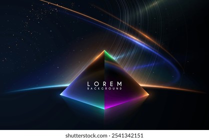 Neon pyramid on galaxy lights background