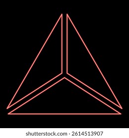 Neon pyramid shape triangle view from above Sacred geometry red color vector illustration image flat style light