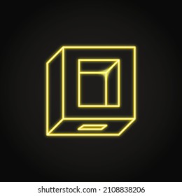 Neon qr code scanning device icon in line style. Contactless qrcode scan. Vector illustration.