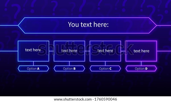 ネオンクイズテンプレート ネオンに輝くバナーフレーム楽しいベクター画像知識トーナメント情報で 正解を選ぶスタイリッシュなゲームコンテストで 私が知りたいものをすべて知りたい のベクター画像素材 ロイヤリティフリー