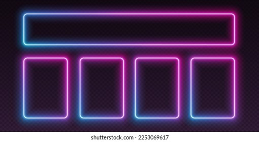 Plantilla de prueba Neon, diseño de interfaz de usuario para el cuestionario con múltiples respuestas. Bordes brillantes fijados para el concurso de televisión. Los colores son fáciles de cambiar. Ilustración vectorial.