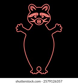 Neon raccoon red color vector illustration image flat style