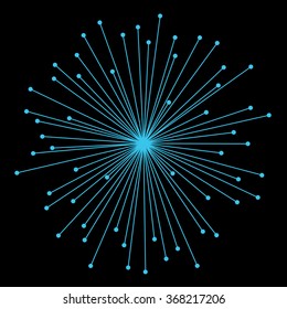 Neon radial lines background Sun ray or star burst element Square fight stamp for card or logo Speed graphic texture Explosion vector illustration