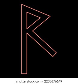 Neon raido rune raid symbol road red color vector illustration image flat style light