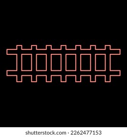 Neon rail rails Railroad Railway Train track red color vector illustration image flat style light