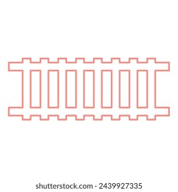 Neon railway track railroad path rail train subway metro tram transportation concept red color vector illustration image flat style