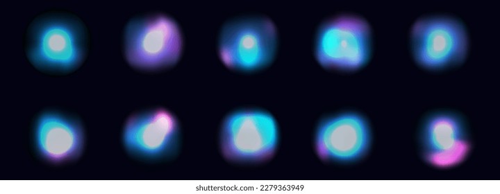 Neon rainbow flares of light. Dazzling glow with geometric reflection. A bright beam of a blue spotlight, a lens with optical reflections of rays. Explosion, burst of shine, colorful sparkle. Vector.